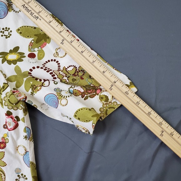 Due per Due Jacket Womens Size‎ 6 3/4 Sleeve Silk Blend Crop Bolero Floral White - Picture 8 of 13